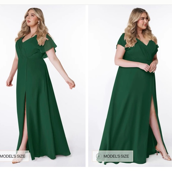 AZAZIE RYLEE Dark Green A-Line Pleated Chiffon Dress, Size 16 - Picture 1 of 11